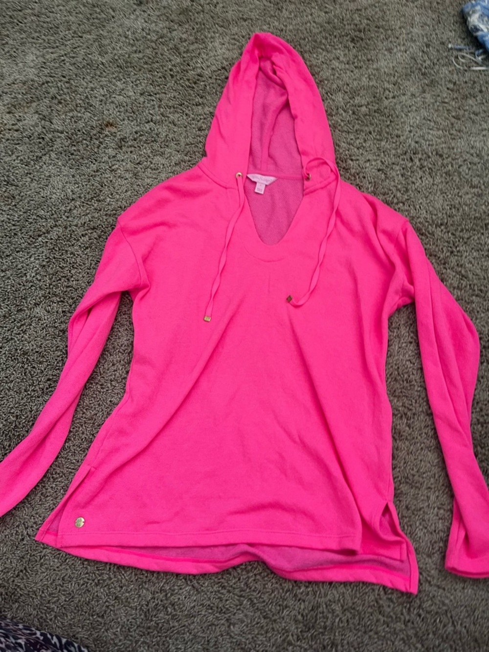 Lilly Pulitzer Vibrant Pink Hooded Long Sleeve Pullover